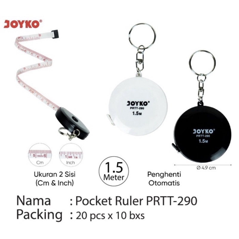 

Gantungan Kunci Meteran Pocket Ruler 1.5 Mtr Joyko PRTT-290 Original