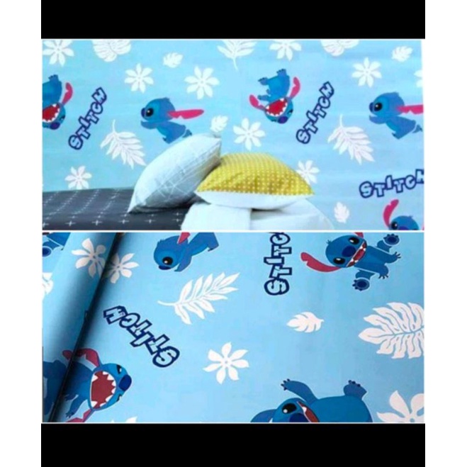 WALLPAPER STIKER DINDING MOTIF STITCH BIRU