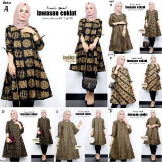 Tunik zipper  baju  batik  pakaian wanita fallizt Shopee 