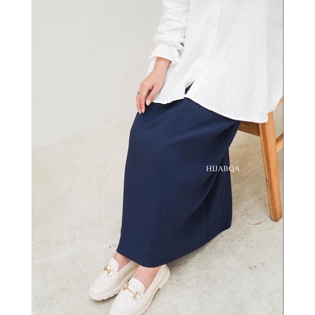 HIJABQA - Rok Plisket Span Premium / Pleated Skirt / Rok Span Panjang