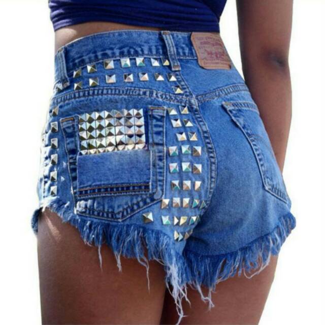 Hot pants/pant denim celana pendek punk style