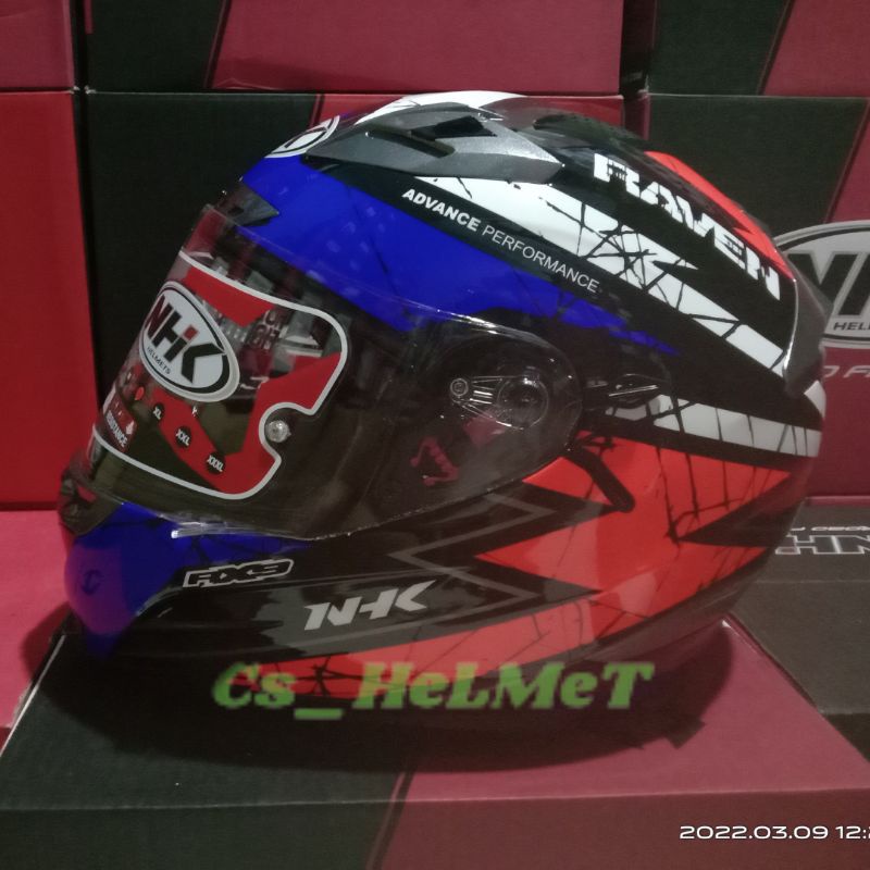 HELM NHK RX9 RAVEN BLACK BLUE ORANGE DOUBLE VISOR FULL FACE ORIGINAL SNI