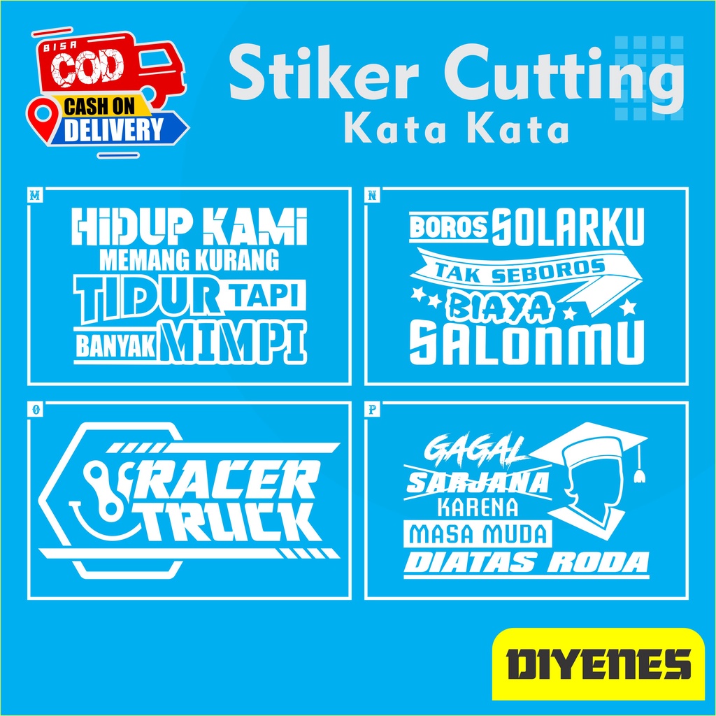 Sticker Cutting Kata Kata, Sticker Cutting Variasai Mobil Truk, Sticker Cutting