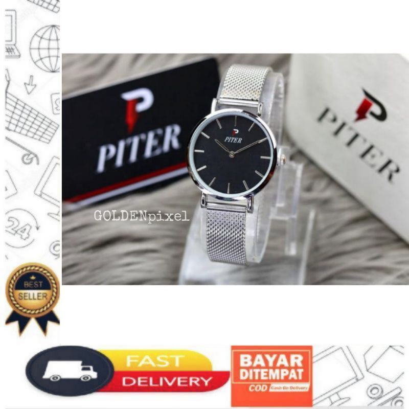 NEW PRODUCT PITER ORIGINAL JAM TANGAN WANITA STAINLESS STEEL FREE KARTU GARANSI GOLDENpixel