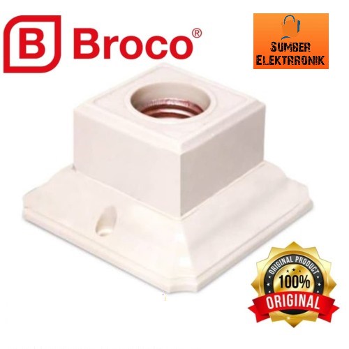 Broco Fitting Lampu Plafon Segi Ceiling Lamp Holder 1210 Cream