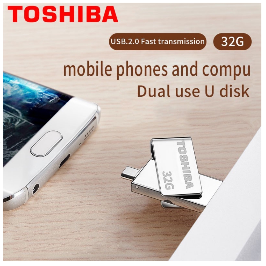 Toshiba 2 in 1 Metal 32GB USB 2.0 Micro USB OTG Dual USB Disk Memory