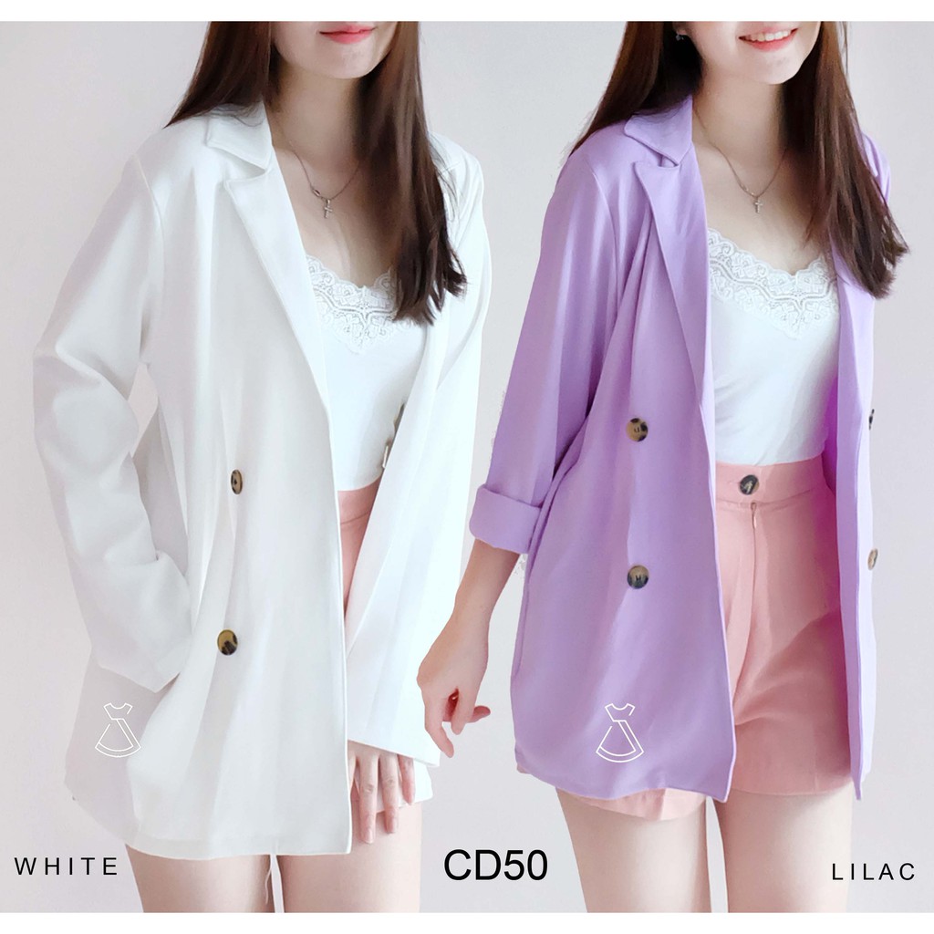 CD50 - Outer Blazer Basic Scuba Atasan Kerja Wanita Korean Look