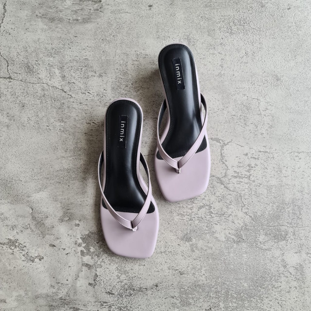 inmix - LYDIA - Premium Imported Material Sandal Jepit Hak 4cm - inmix Rubber Outsole-Lilac