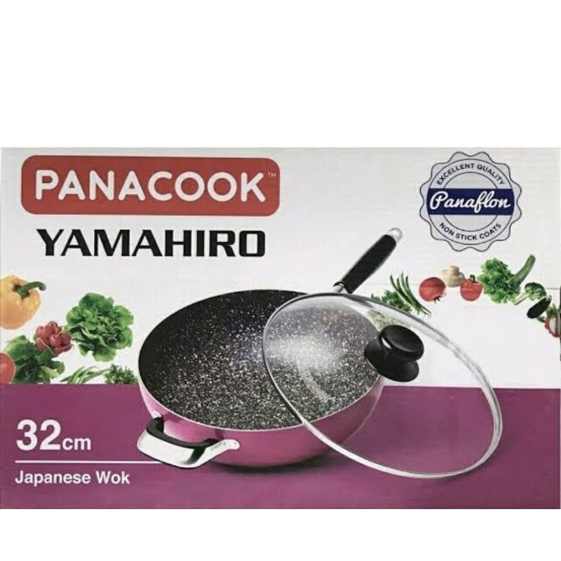 Panacook Wok Pan Tutup Kaca 32cm