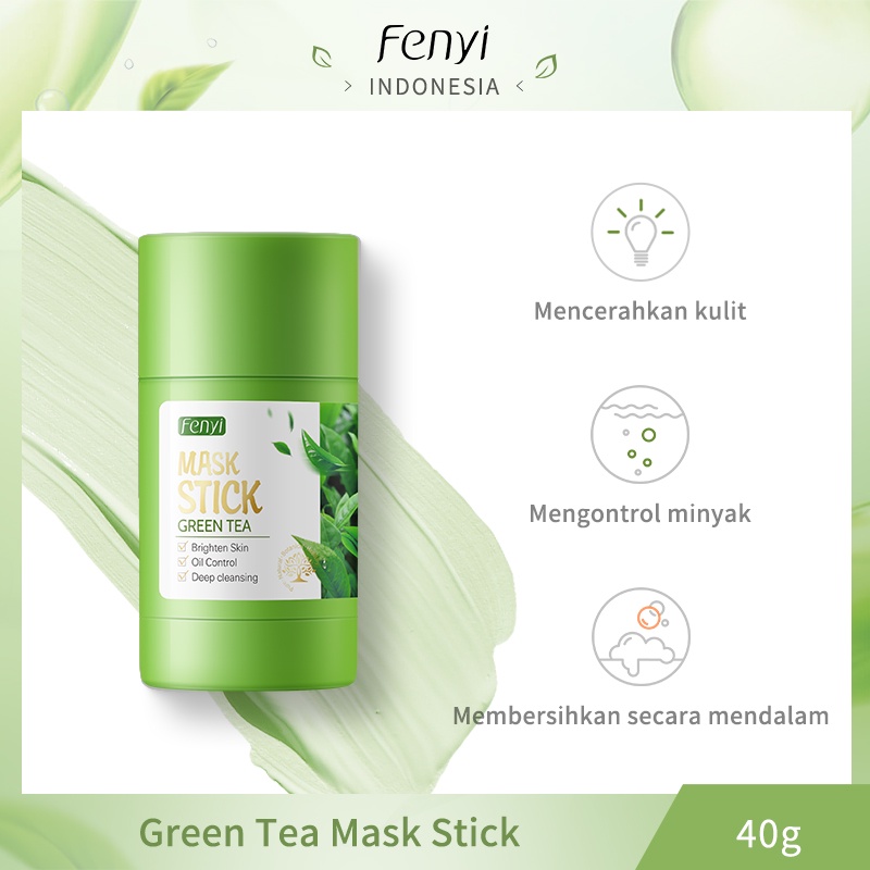 Fenyi Green Tea Mud Mask Stik KAOLIN Pembersih Komedo Penghilang Jerawat Mengontrol Minyak 40g