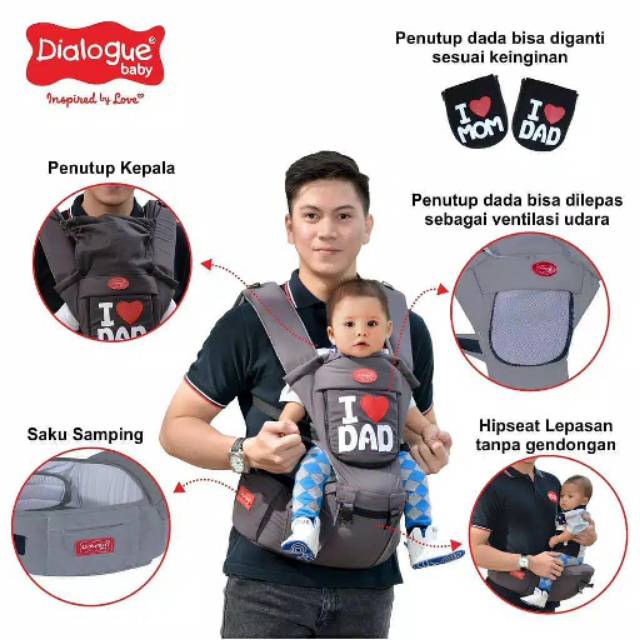 gendongan bayi depan Hipseat airflow Baby - Love Pair  | gendongan depan dialogue