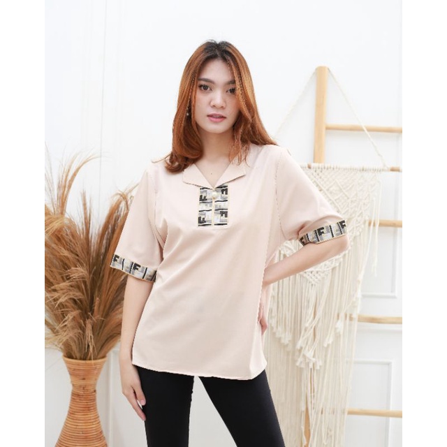 FF TOPS - BAJU WANITA LENGAN PENDEK MOTIF POLOS