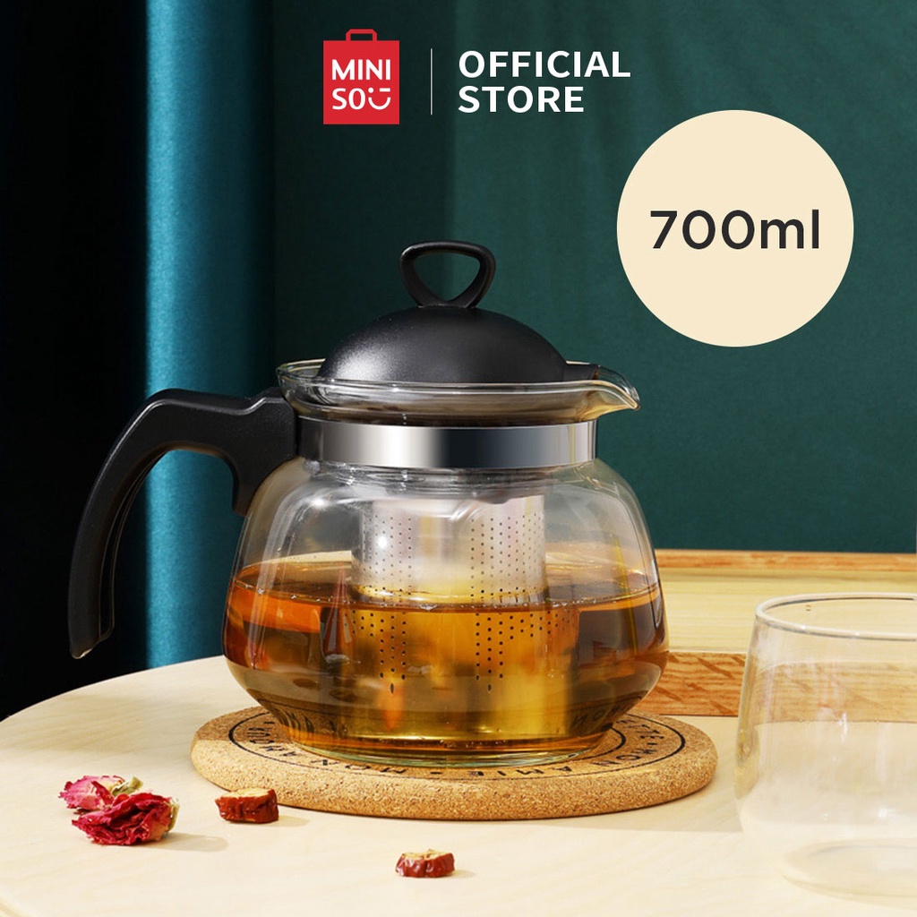 Jual Miniso Teko Kaca 700ml Soda Lime Glass Teapot Teko Teh Dengan Saringan Tea Pot Teko Teh 7507