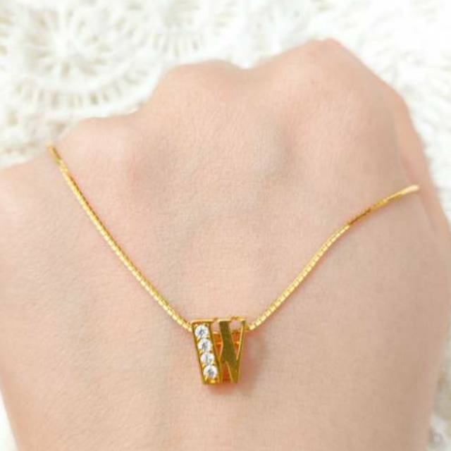 Kalung nagita emas asli kadar 875 huruf w