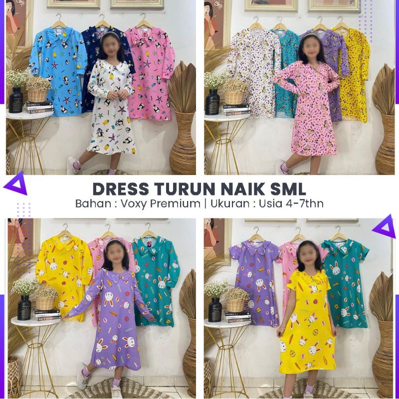 DRESS TURUN NAIK SML|DRESS TURUN NAIK|DRESS TURUN NAIK ANAK PEREMPUAN