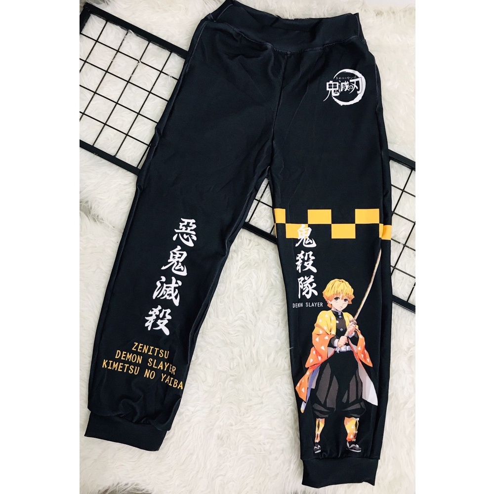 Celana Olahraga Jogger Pants Zenitsu Kanji Black Premium Unisex