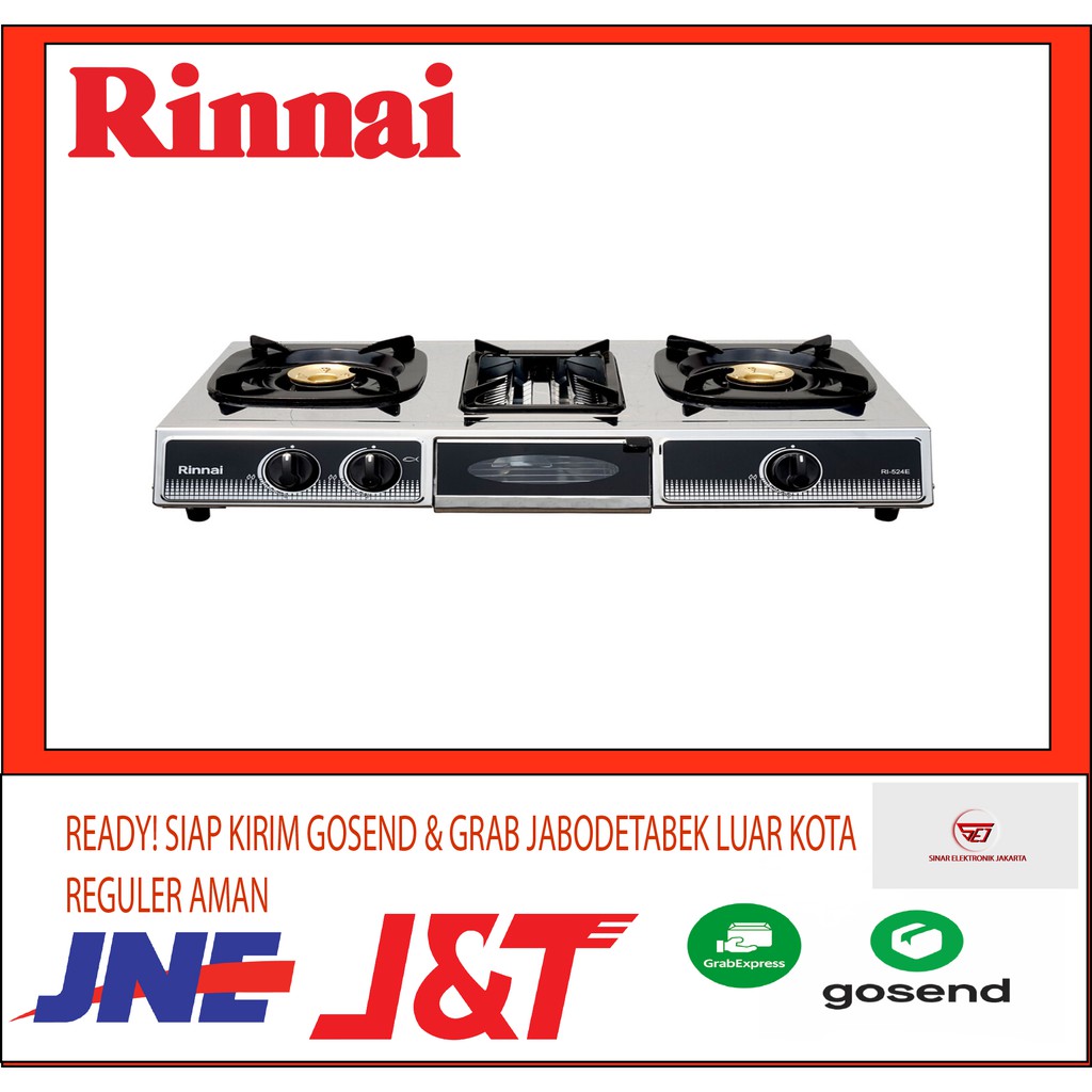 PROMO Rinnai RI 524E. Kompor 2 Tungku + Dengan Grill Panggangan. Baru &amp; Bergaransi