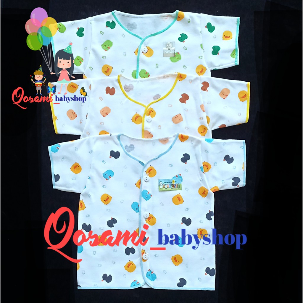 SHANKUSEN 3 pcs Baju Pendek Kancing Bayi Newborn Motif SNI