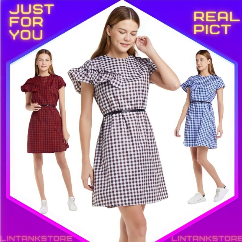 Mini Dres Wanita Mini Dress Cewek Mini Drees Perempuan Katun Kotak Model Terbaru Korean Style Kwalit