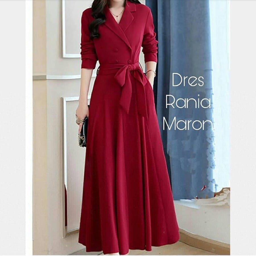 QFS - RANIA DRESS / RED / BAHAN BALOTELLY / GOOD QUALITY / ELEGANT