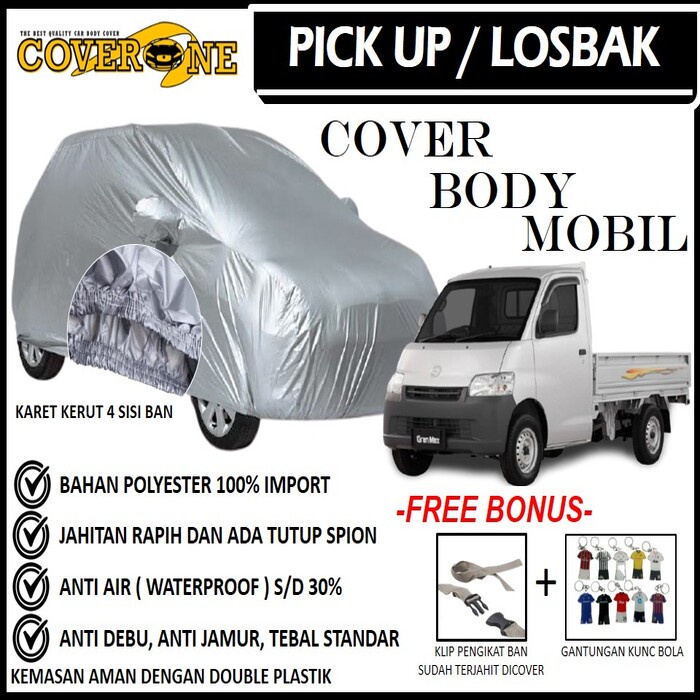 Selimut Sarung Body Cover Mobil Pick Up Losbak / Mantel Penutup Mobil Pick Up Losbak / Cover Mobil Outdoor Indoor / Selimut Mobil / Sarung Mobil / Cover Mobil Waterproof Anti Air Free Pengikat Ban