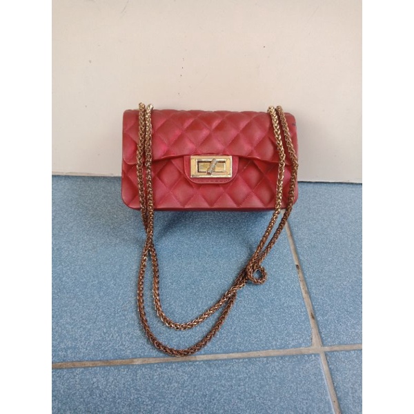 SLING /SHOULDER RANTAI JELLY BAG ALA CHANNEL,  TAS RANTAI ALA CHANEL,  TAS JELLY RUBBER