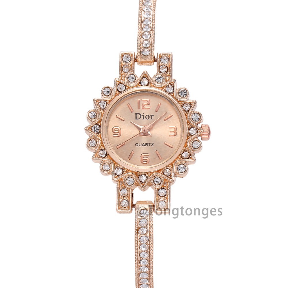 JAM TANGAN WANITA  ANALOG IMPORT MURAH HARGA GROSIR RANTAI CRYSTAL KRISTAL Fashion WATCH W168