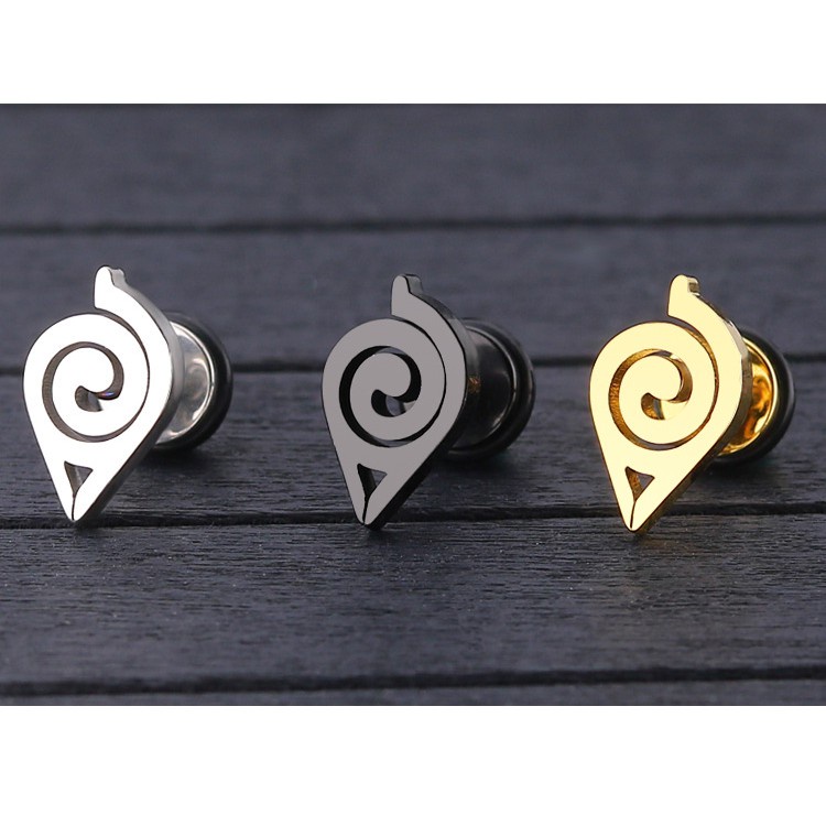 Anting Titanium Steel Hypoallergenic Anime Naruto Unik Modis Trendi Keren Gaya Hip-Hop Anting Perempuan Pria