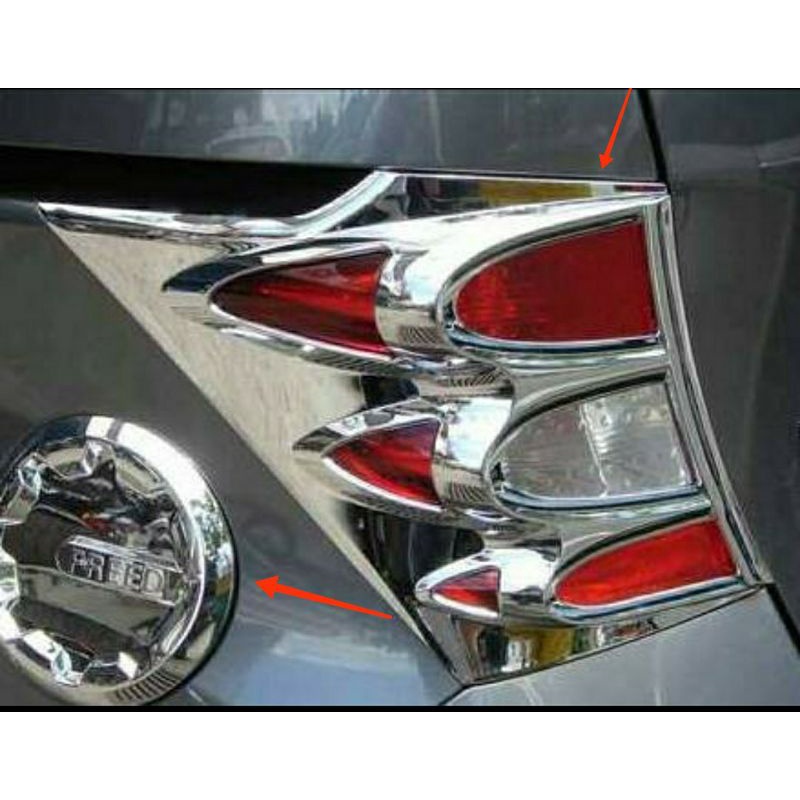 garnis lis list lampu belakang & tutup bensin  mobil honda freed chrome