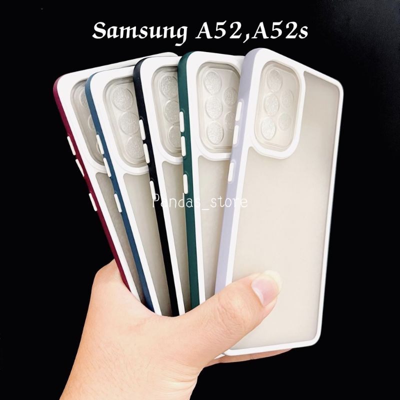 Pro Hybird Samsung A52 , A52s 5G Softcase Halus dan Elegan / Pinggiran Garis Putih Keren (Pandas)