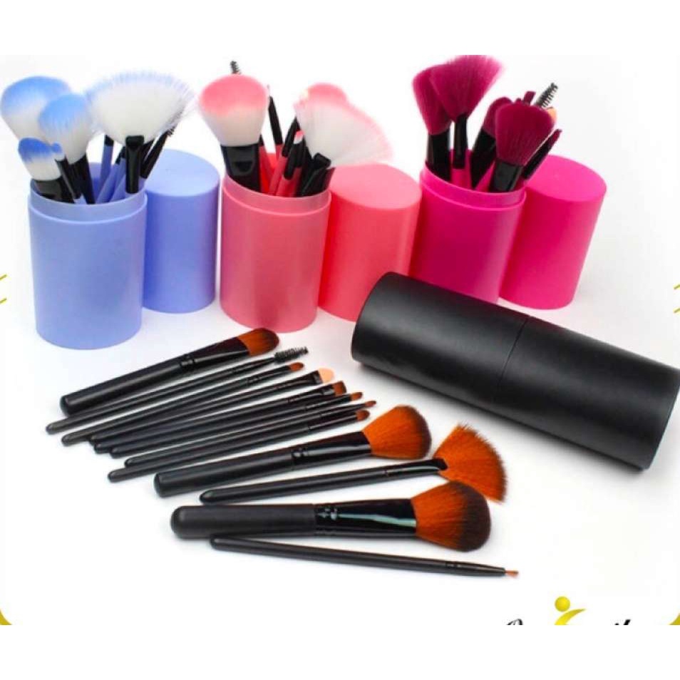 Brush Kuas Make Up Set Tube 12in1 Plus Tabung Penyimpanan Serbaguna / Brush Kosmetik isi 12pcs Multifungsi