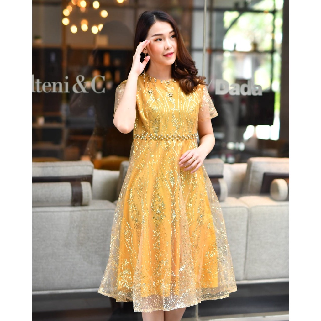 Dress Maxi Baju Natal Pakain Wanita Lengan Pendek Baju Kondangan