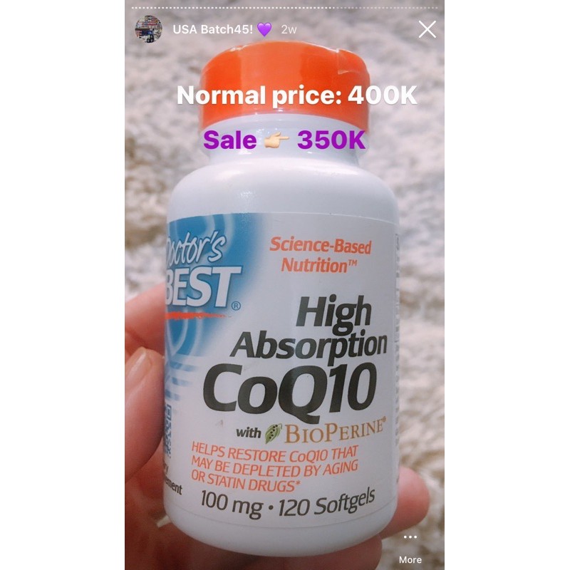 Doctor’s Best High Absorption COQ10 With Bio 100mg 120 Softgel