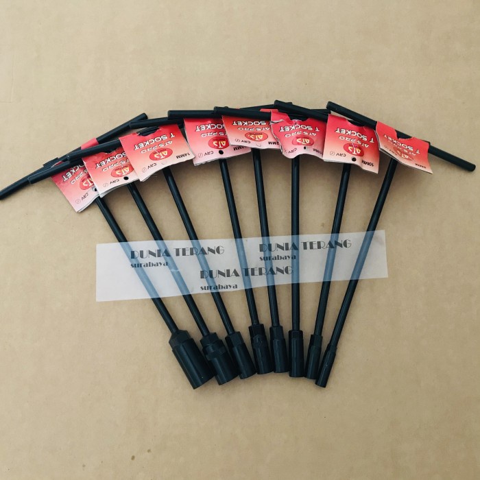 Kunci Sock T ATS Set Lengkap 8pcs Uk Besar-Kecil Hitam CrV - Shock T