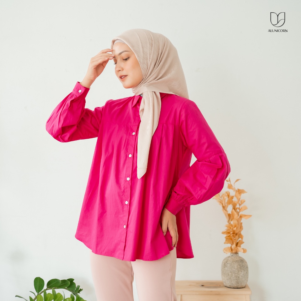 Alunicorn - Geo Blouse - Blouse Wanita-Fuchia