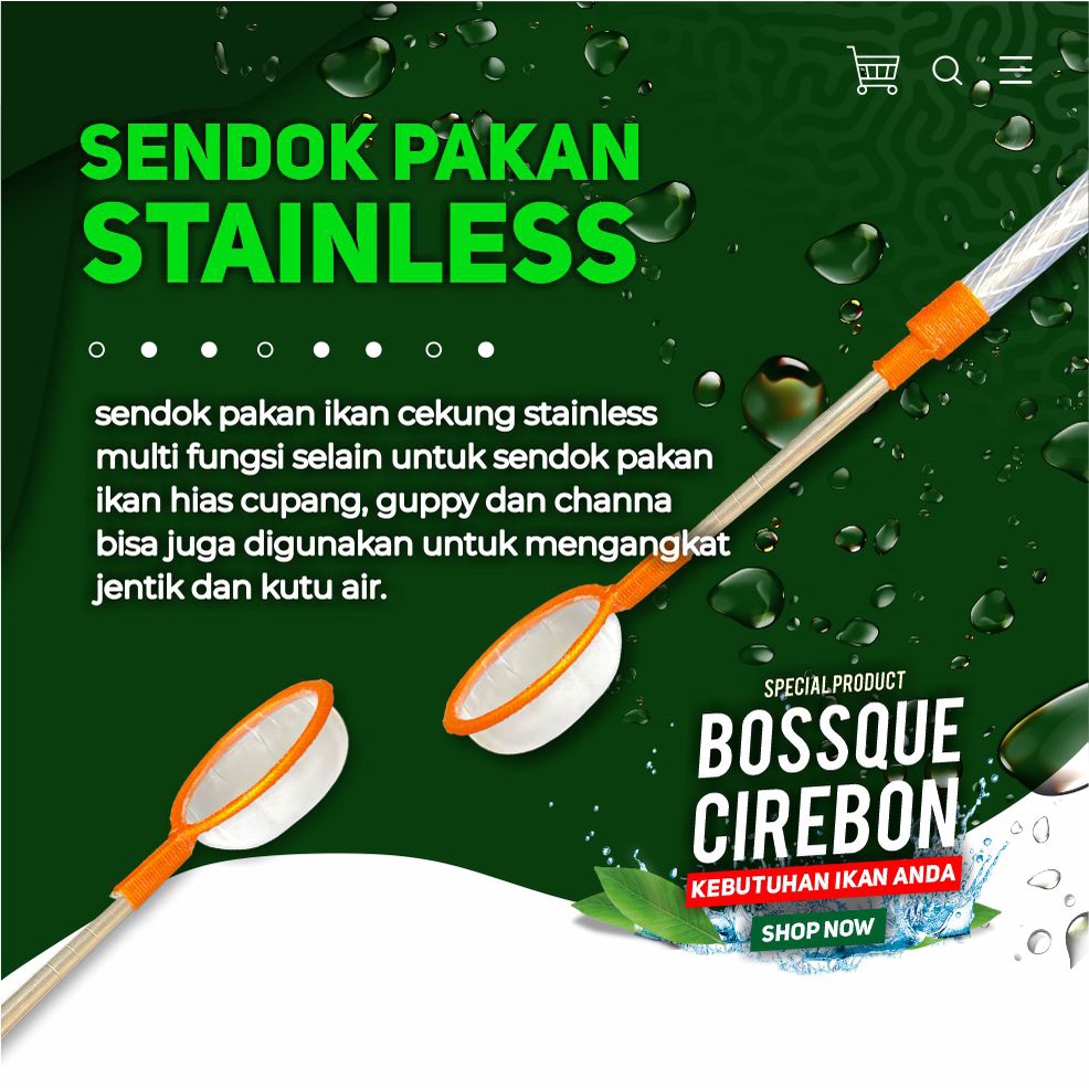 Serokan Stainless Sendok Pakan Seser Saringan Sauk Ikan Hias Cupang Gupy Jentik Kutu Air Artemia