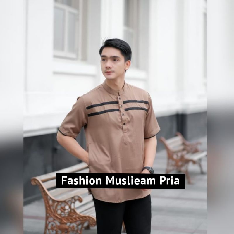 Bisa Bayar Di rumah Baju Koko Pria Dewasa Terbaru Kurta Pria Dewasa Lengan Pendek Matt Katun Serap Keringat Adem Tebal