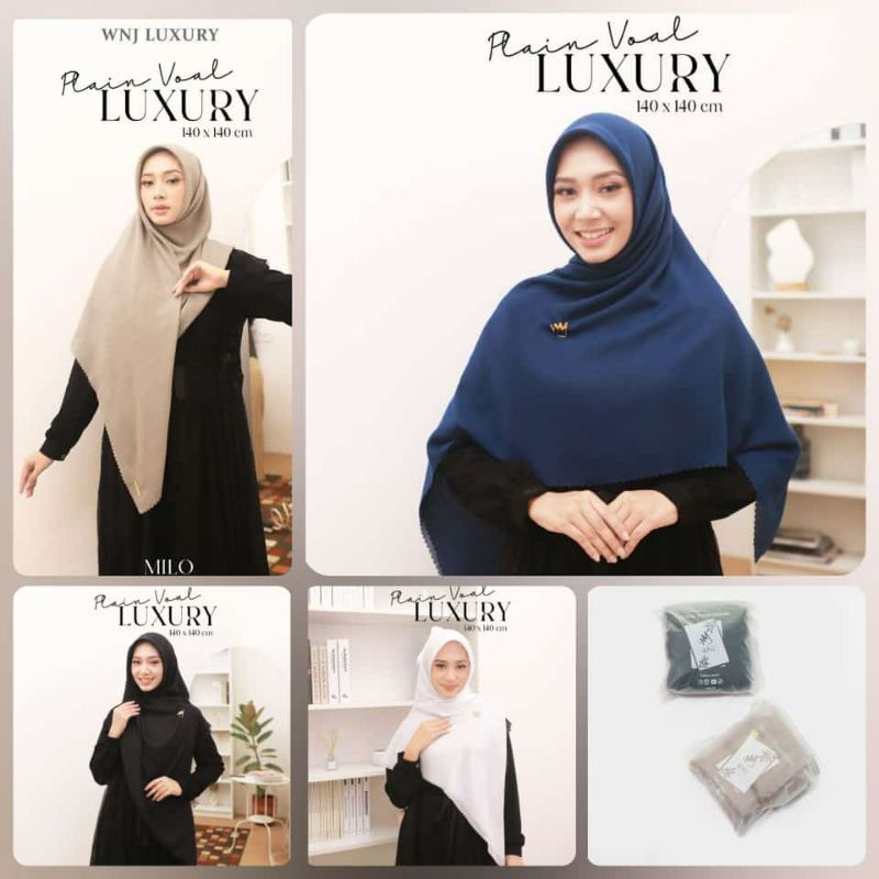 WANOJA// Plain Voal Luxury WNJ Jilbab Hijab Segiempat Polos 140*140 Jumbo Syari
