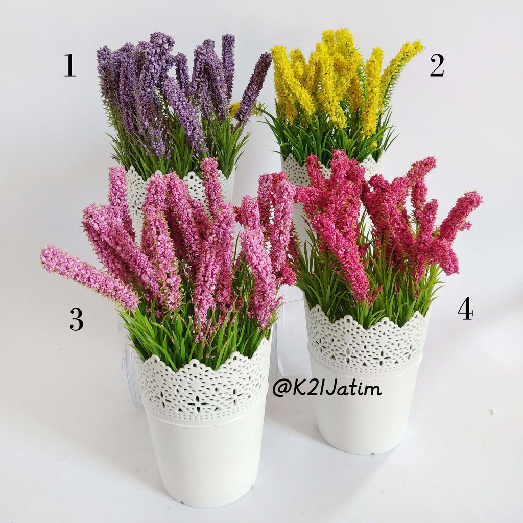 VB03 Vas Bunga Plastik Motif Renda Artificial Flowers Pajangan Kafe