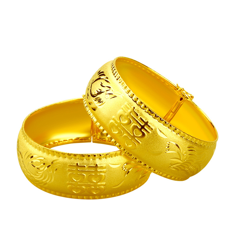 Gelang Emas Asli Kadar 375 Model Double Happiness Dragon Dan Phoenix Dowry Untuk Wanita