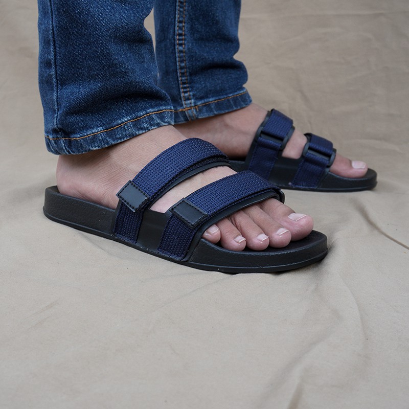 Sandal Slide Pria Walkers Weber Navy Blue / Sendal Slop Santai Cowok Casual Kekinian Flipflop Kece