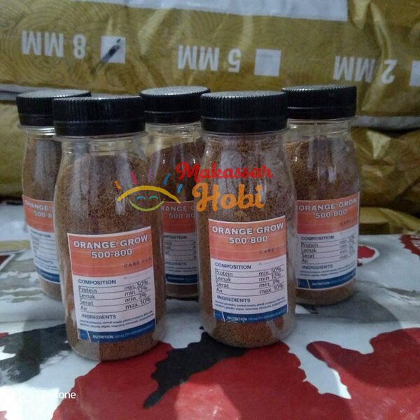 Pelet Orange Grow 5/8 40gr 500-800 micron Pakan Ikan Cupang Guppy Mem