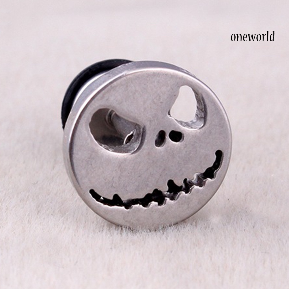 OW@ 1Pc Men Women Halloween Skull Titanium Steel Ear Stud Earrings Piercing Jewelry