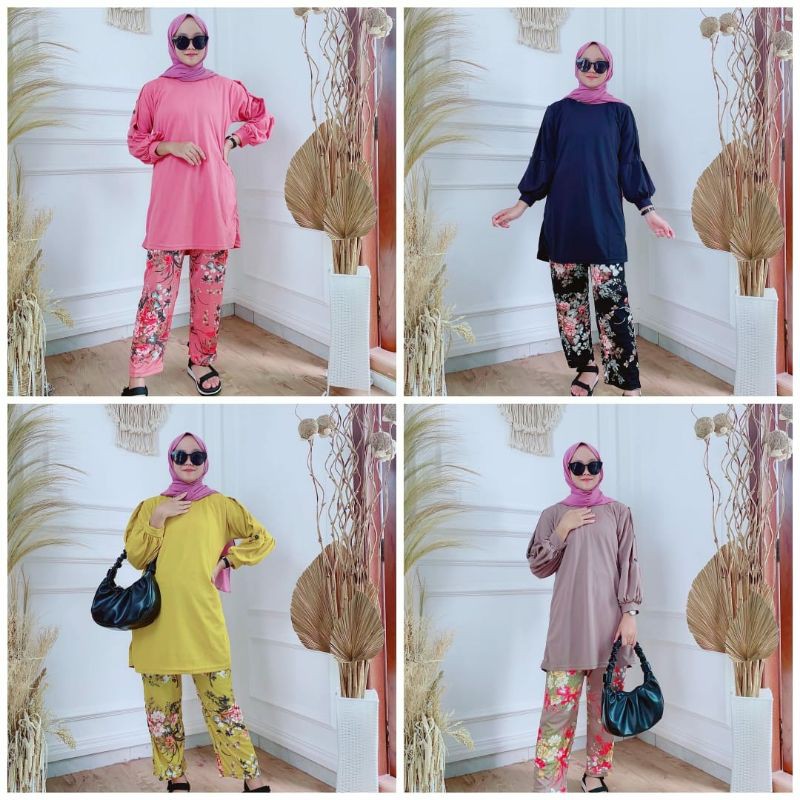 One Set Voxy Tunik Setelan Baju Cewek Lengan Panjang