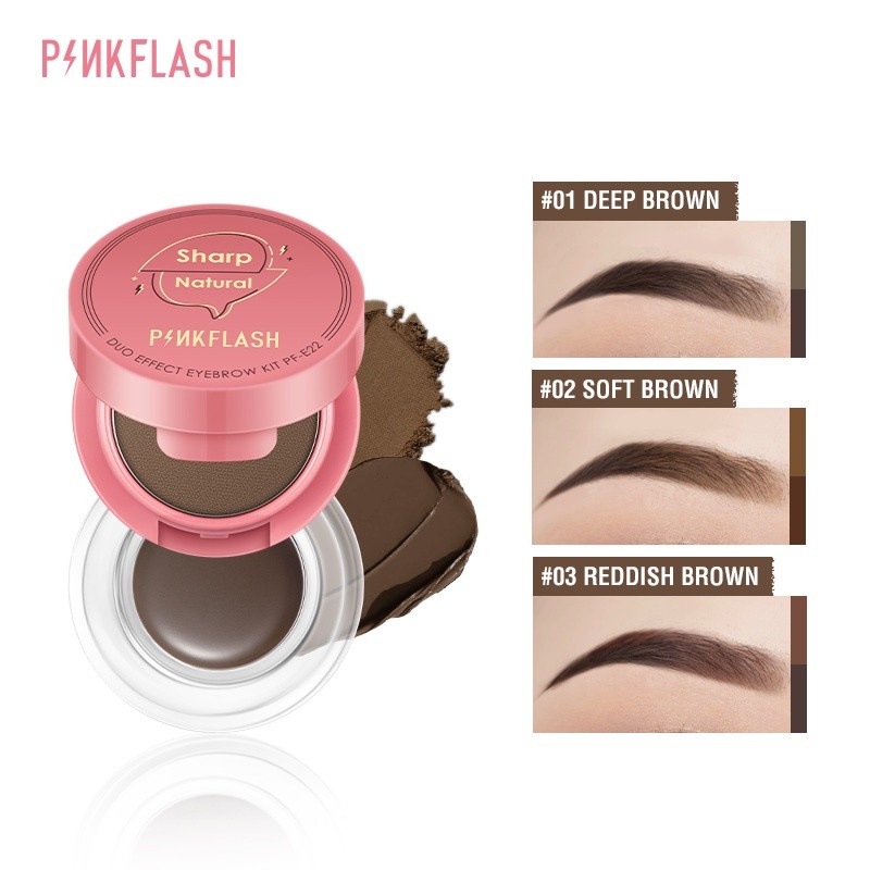 ★ BB ★  PINKFLASH 2-in-1 Eyebrow Cream &amp; Powder Gel pomade Eyeliner Waterproof smudge-proof high pigment lasting Multi-uses | PF-E22 | PINK FLASH