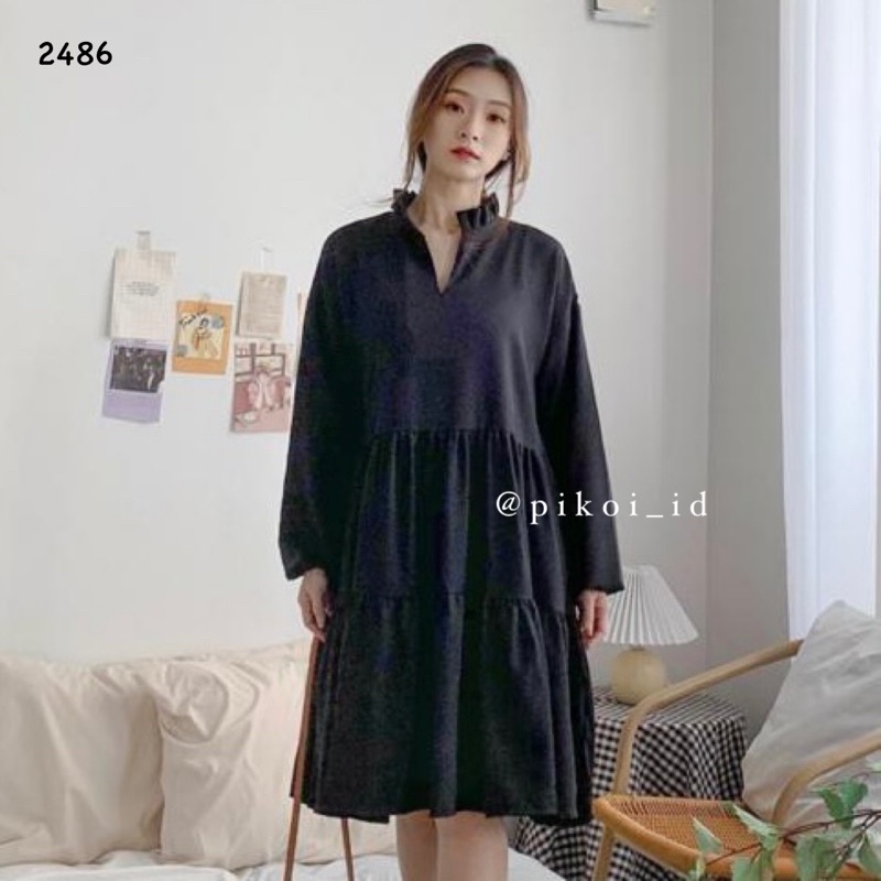 Dress katun linen korea / babydoll dress korea / poplin dress / dress babydoll casual katun / 2486