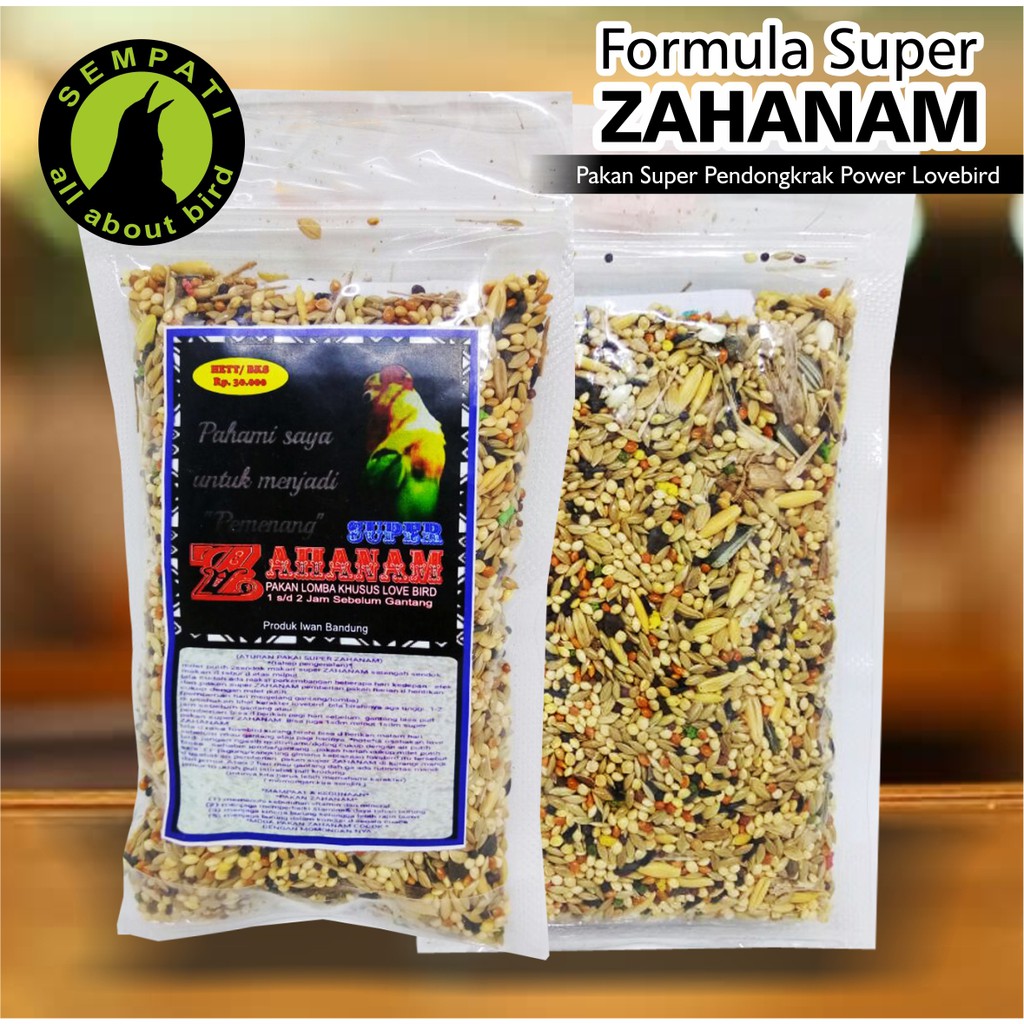 Pakan Burung Lovebird Super Zahanam 100 Gr Shopee Indonesia