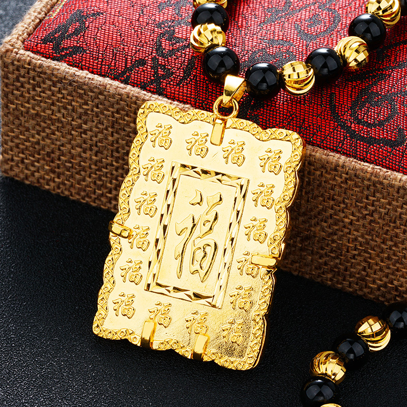 Kalung Emas Asli Kadar 375 Liontin Koin Yue Longmen Ikan Tebal Gaya Eropa Untuk Pria