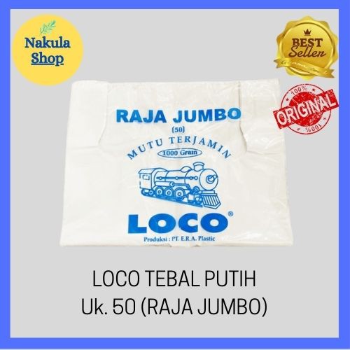 Kantong Plastik Kresek Loco Tebal Putih 1000 gram ukuran 50 RAJA JUMBO