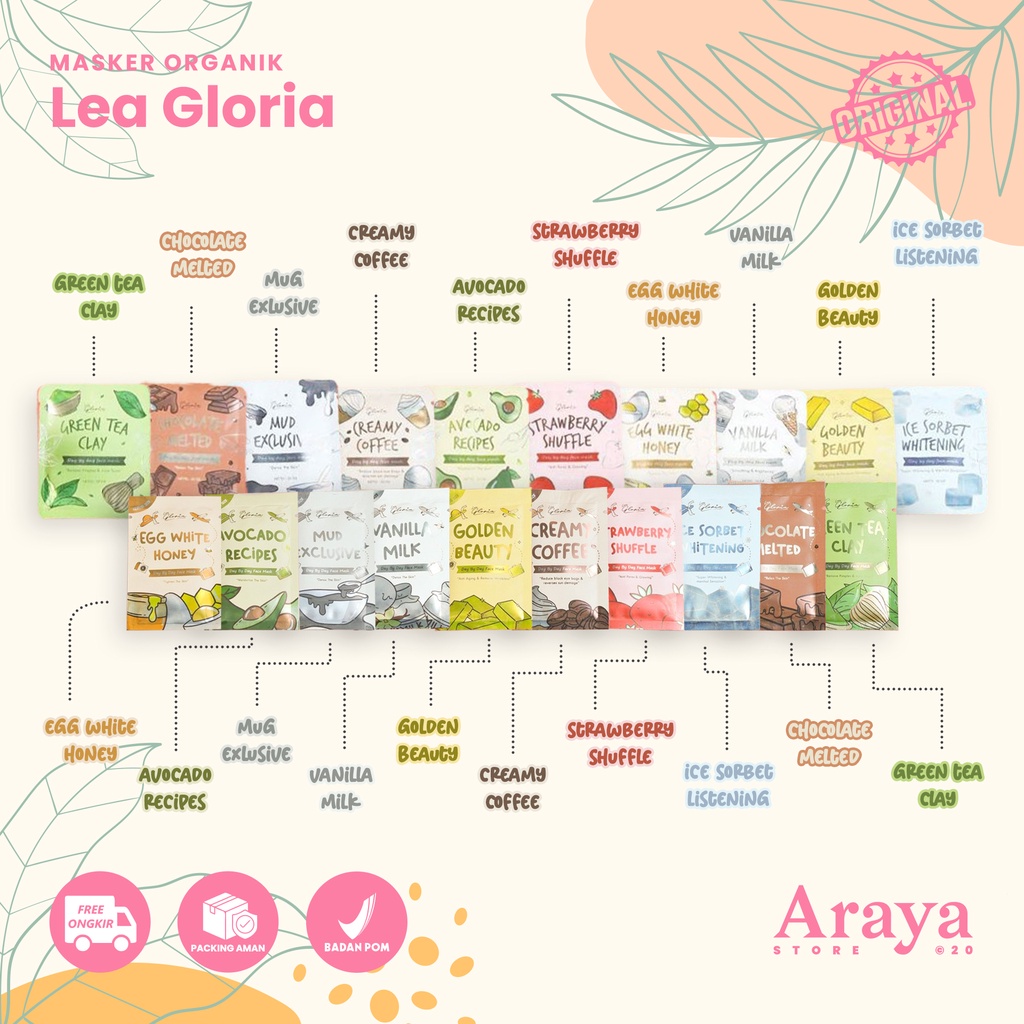 (BELI 7, GRATIS SPATULA) 10GR [BISA DROPSHIP RESI] BPOM 10gr MASKER LEA GLORIA KEMASAN BARU TRAVEL S